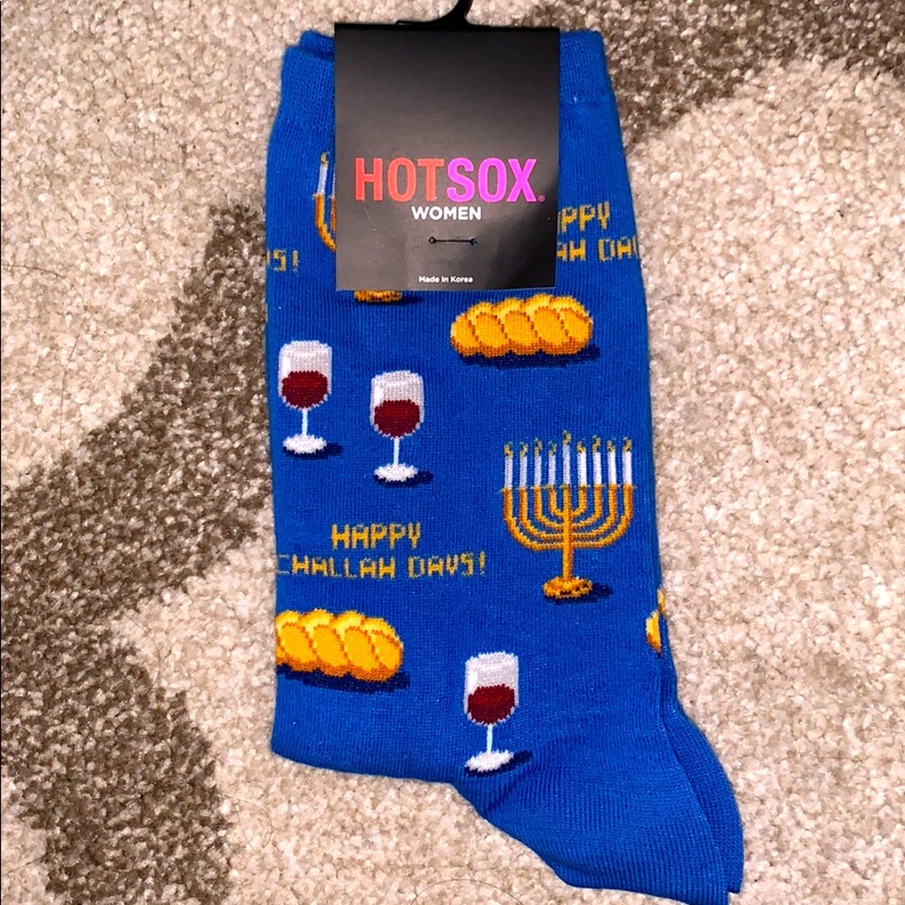Hot Sox women crew socks HAPPY CHALLAH DAYS